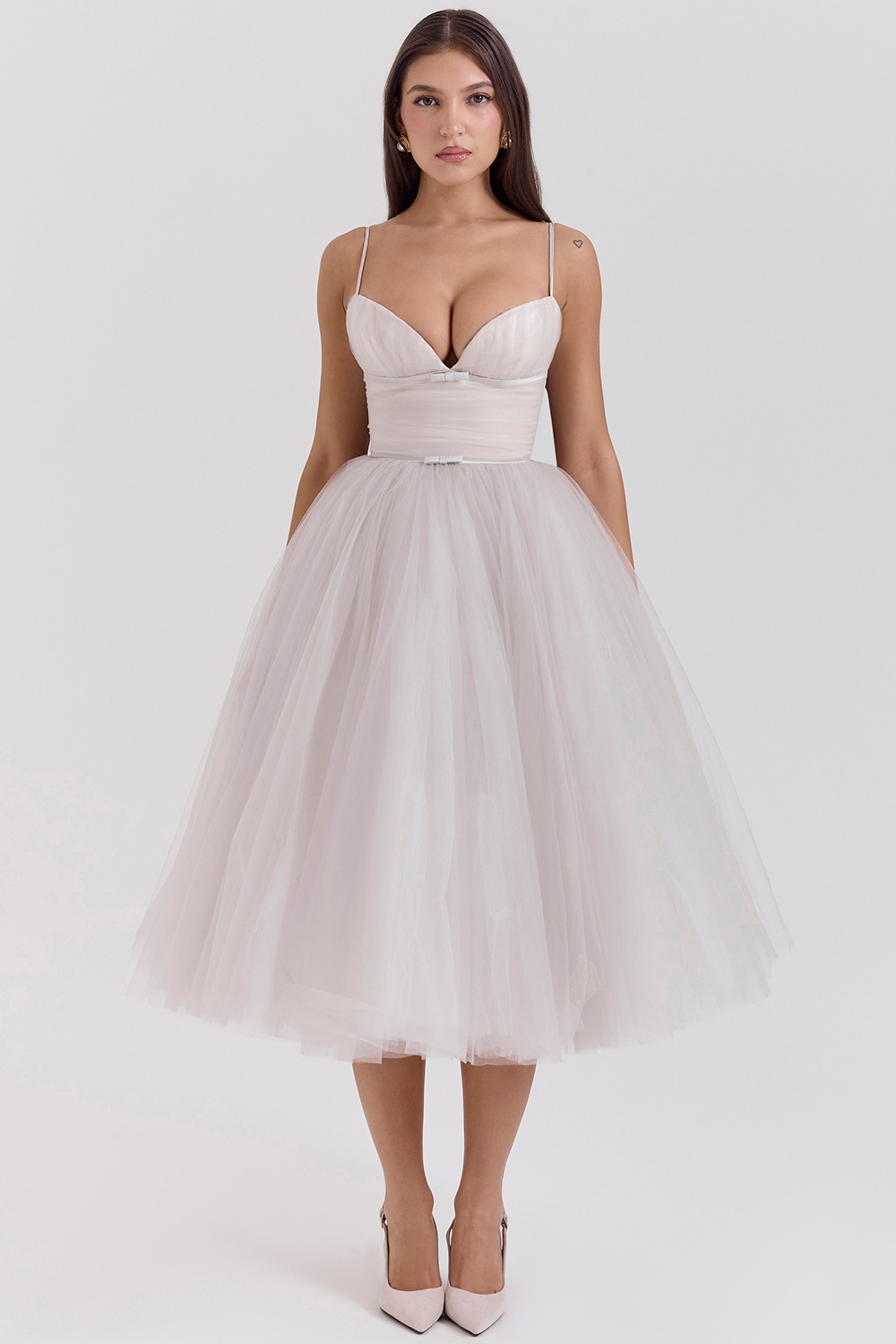 Countess-French Dove Tulle Midi Dress - SALE