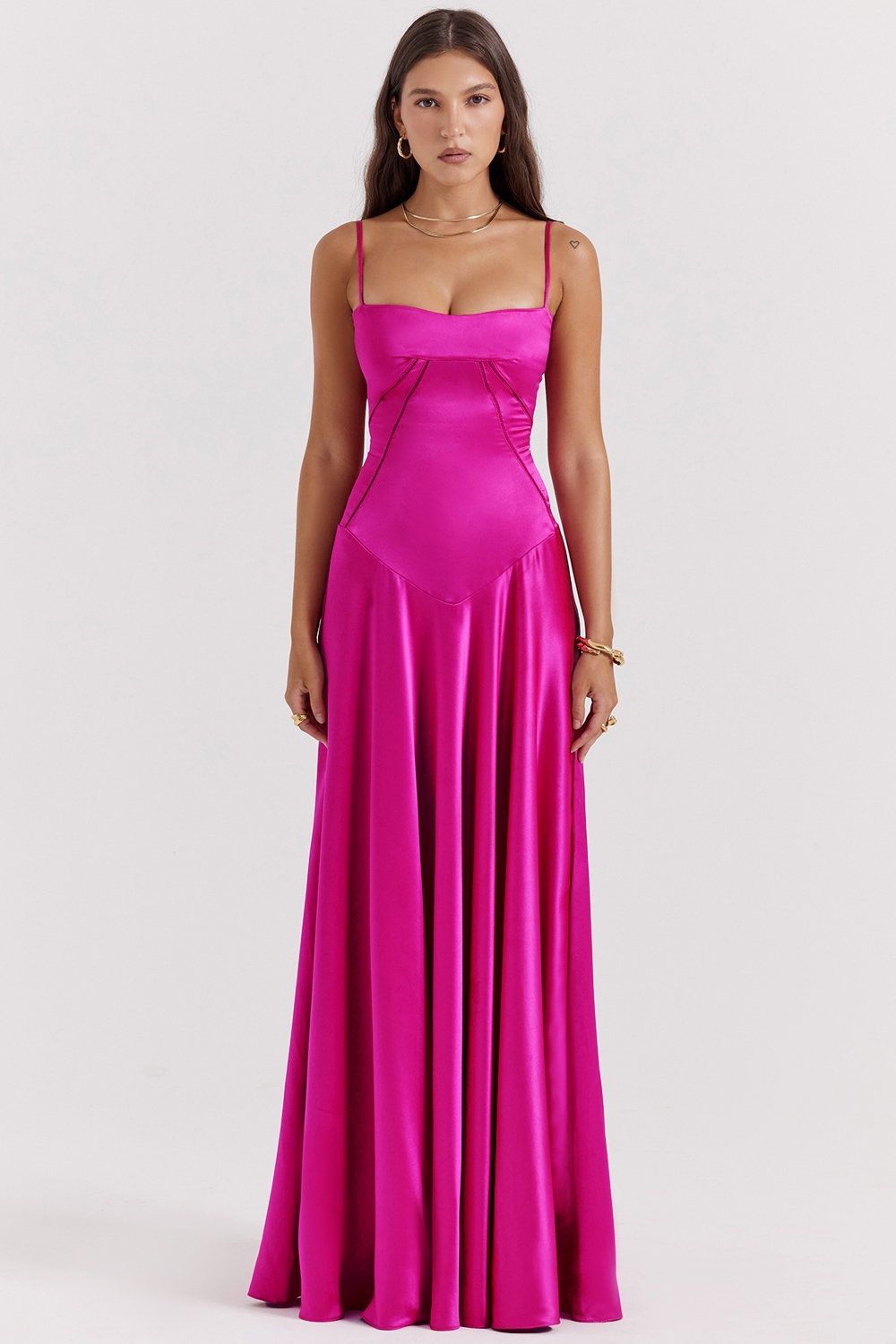Anabella-Fuchsia Lace Up Maxi Dress