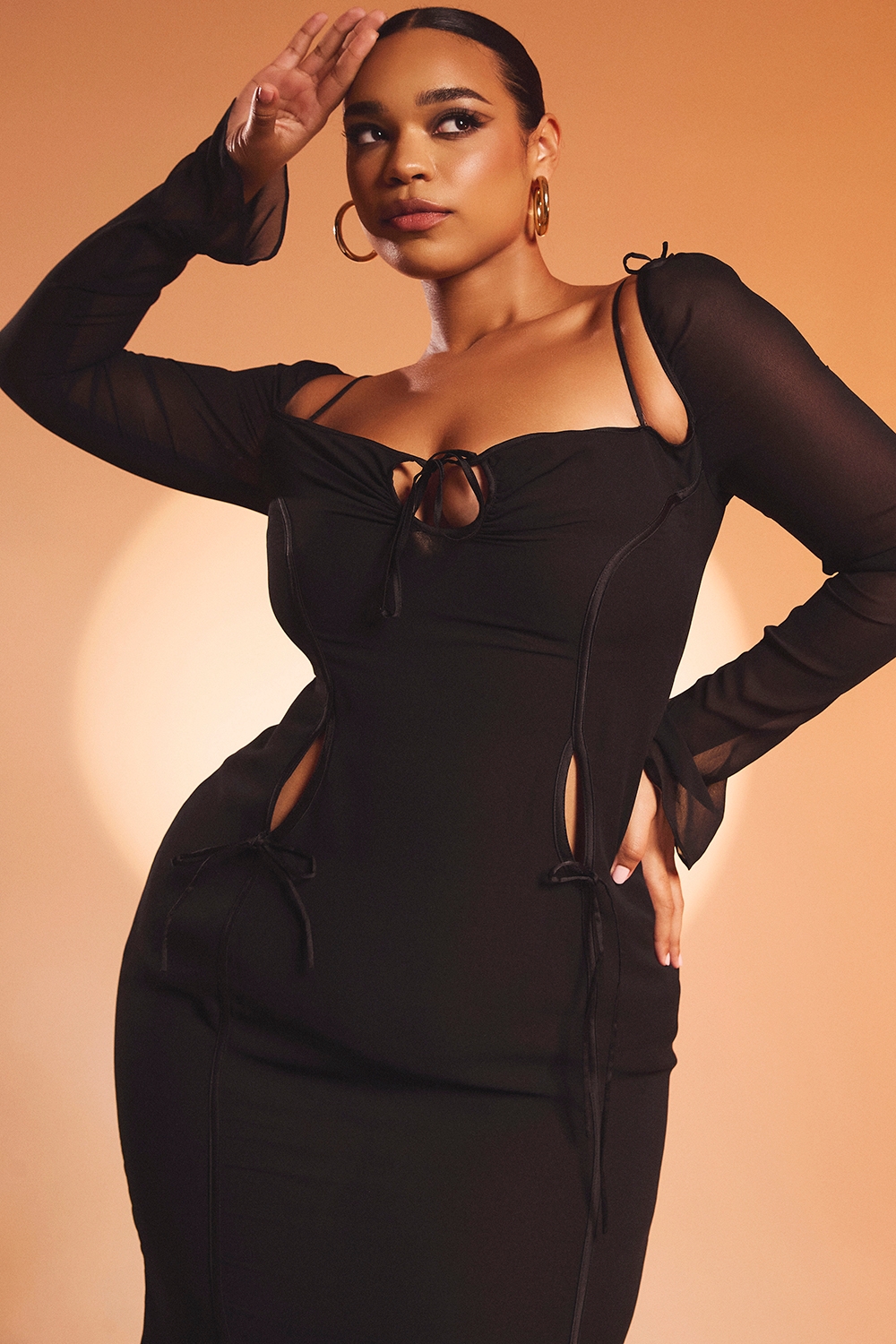 Ophelia-Black Cutout Midi Dress