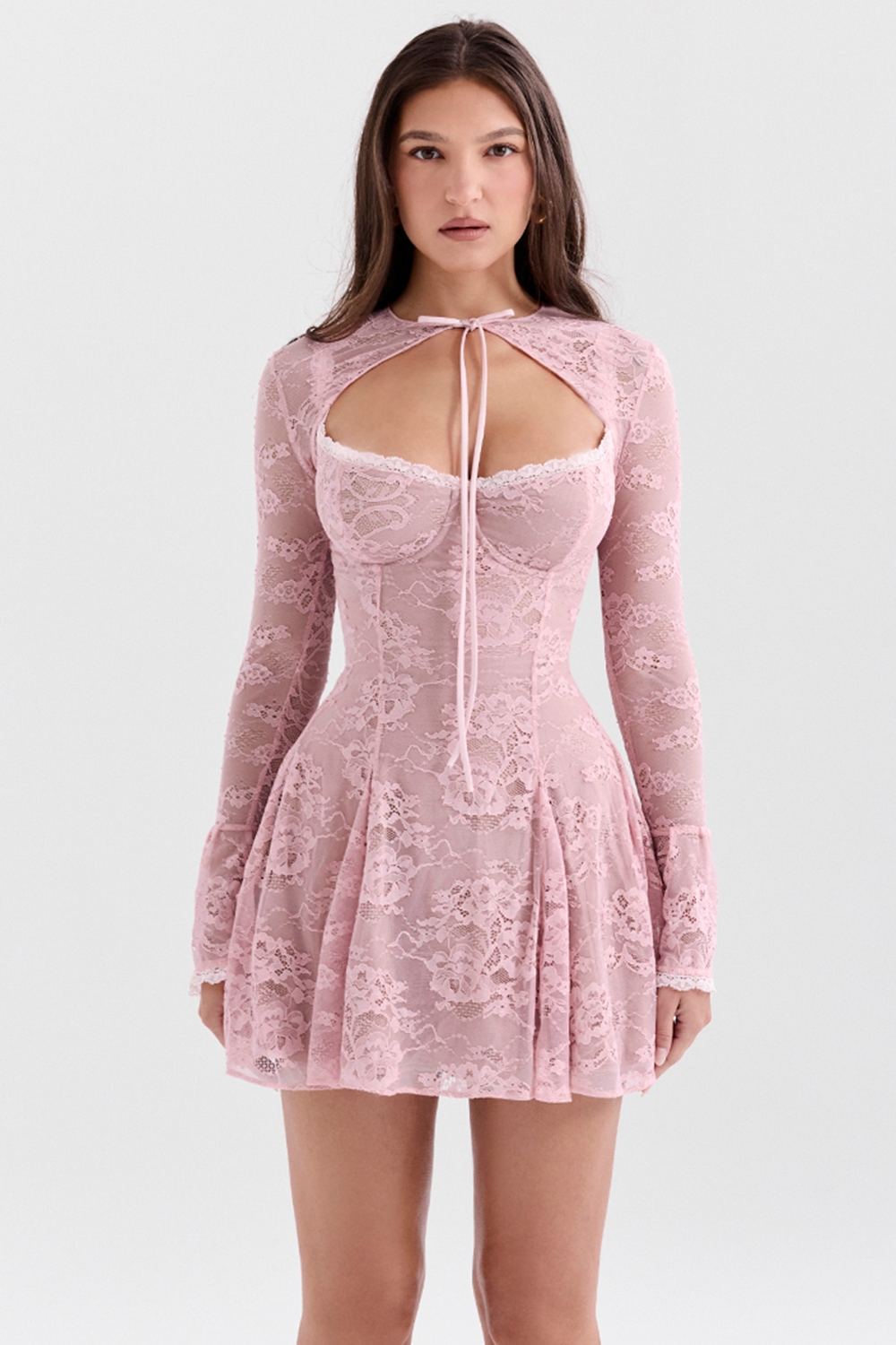Alice-Perfectly Pink Lace Mini Dress