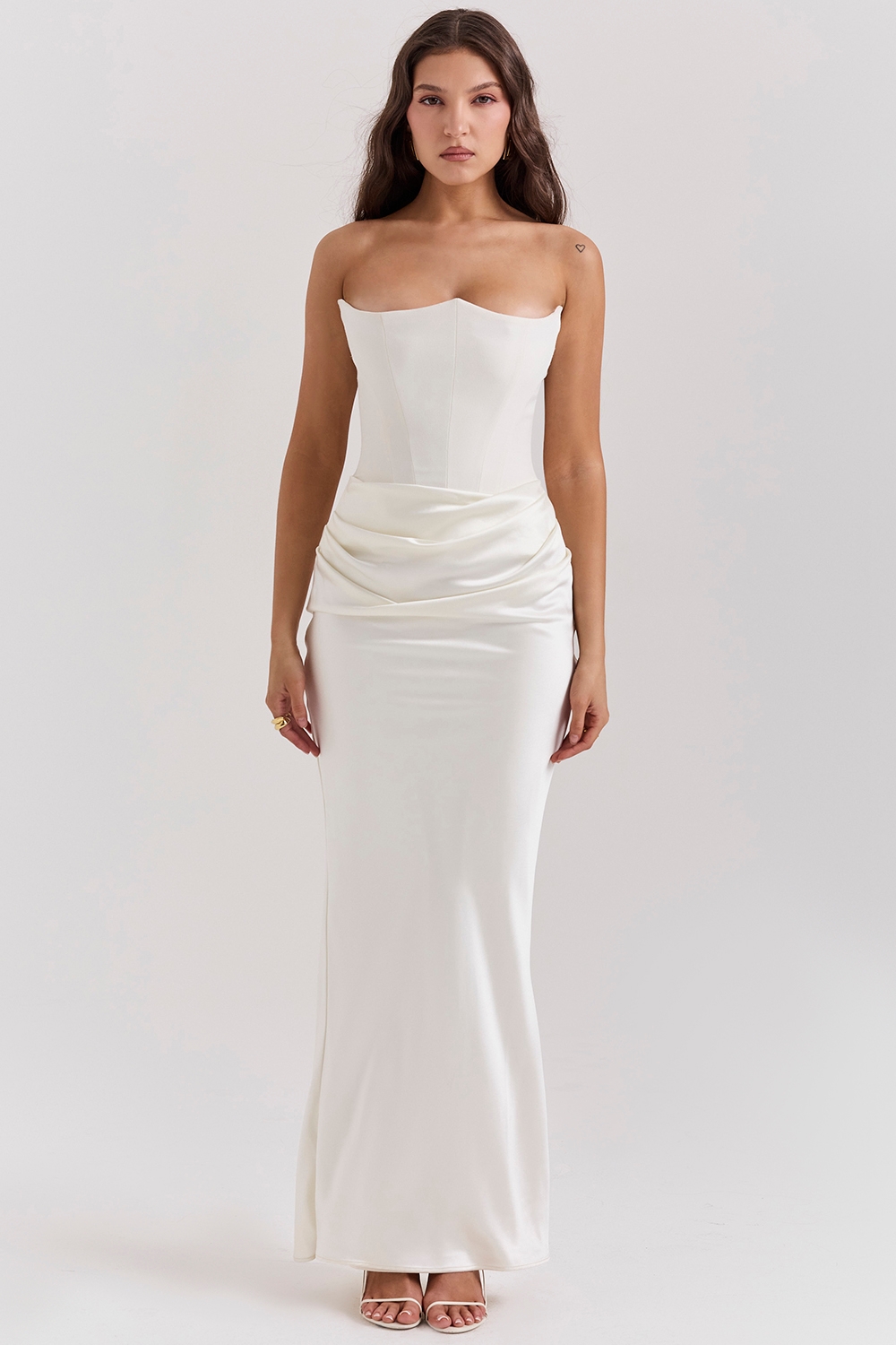 Persephone-Ivory Strapless Corset Dress