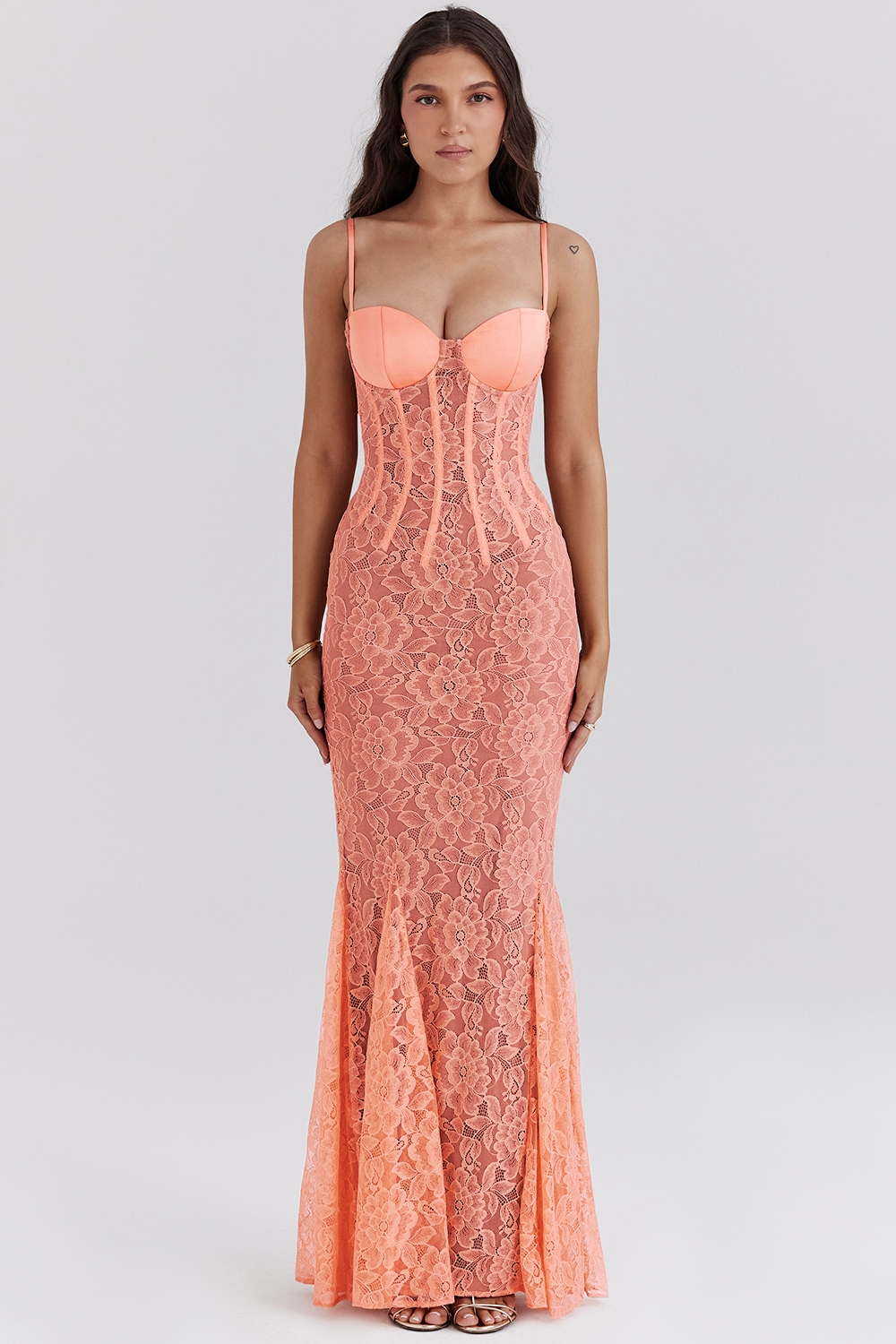 Cordelia-Sorbet Lace Godet Maxi Dress