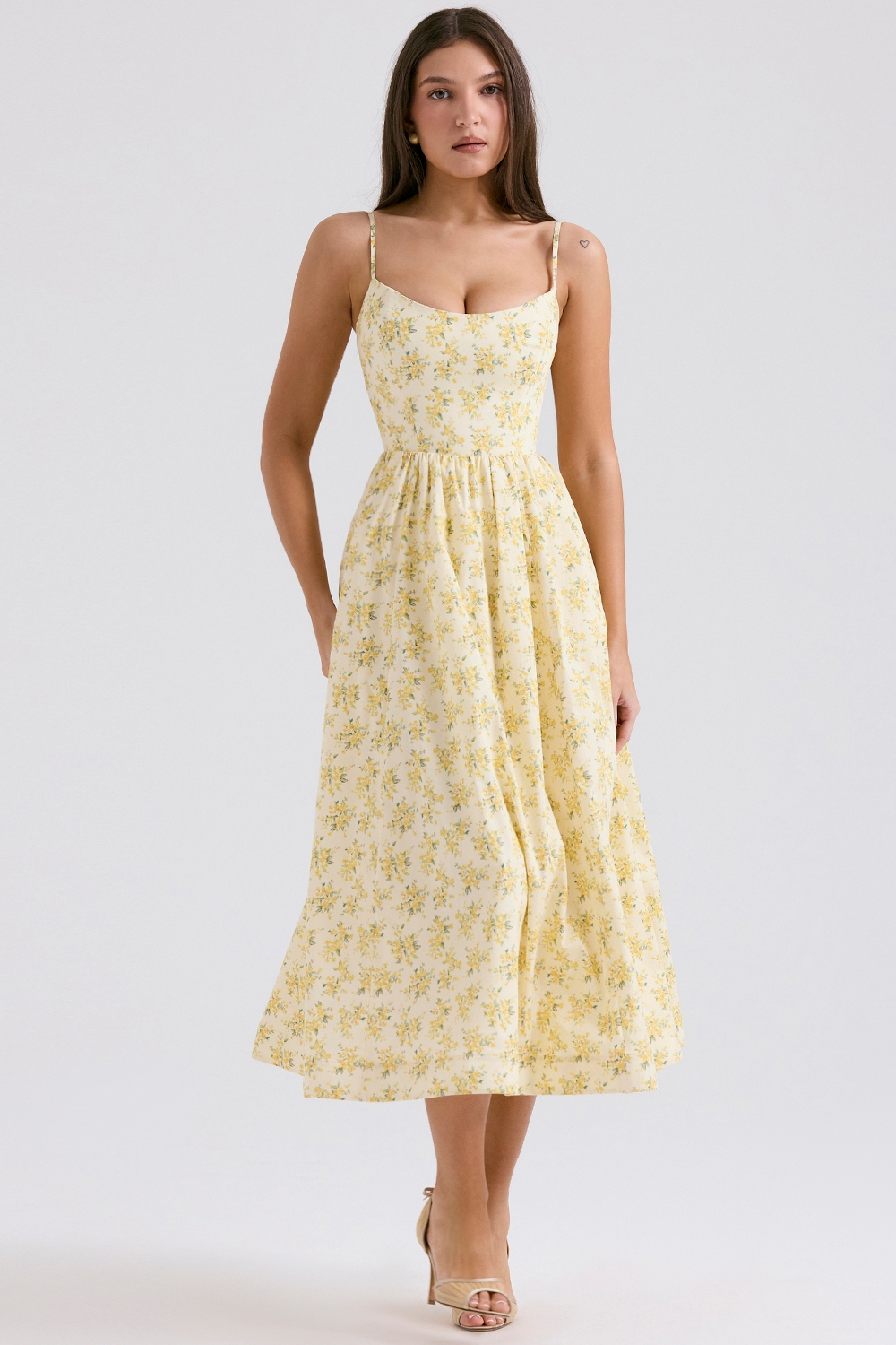 Lolita-Buttercup Vintage Floral Print Cotton Corset Sundress