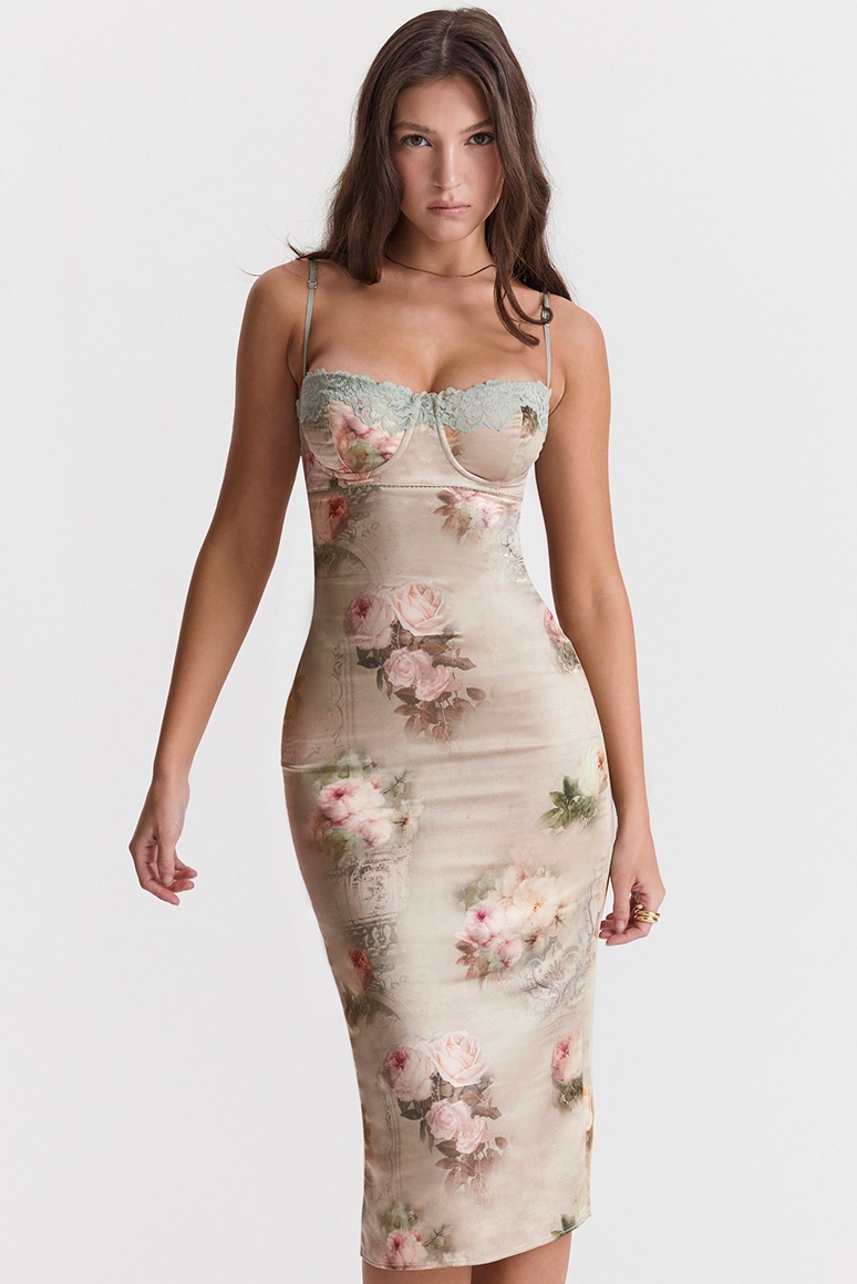 Venus-Vintage Floral Midi Dress