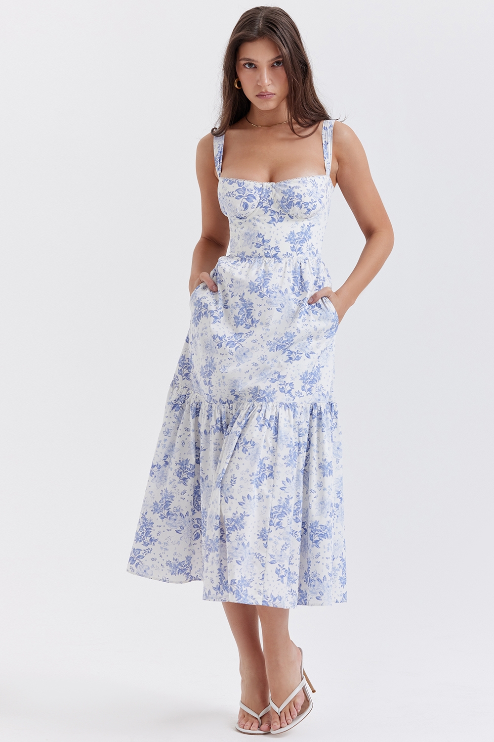 Elia-Blue Print Midi Sundress