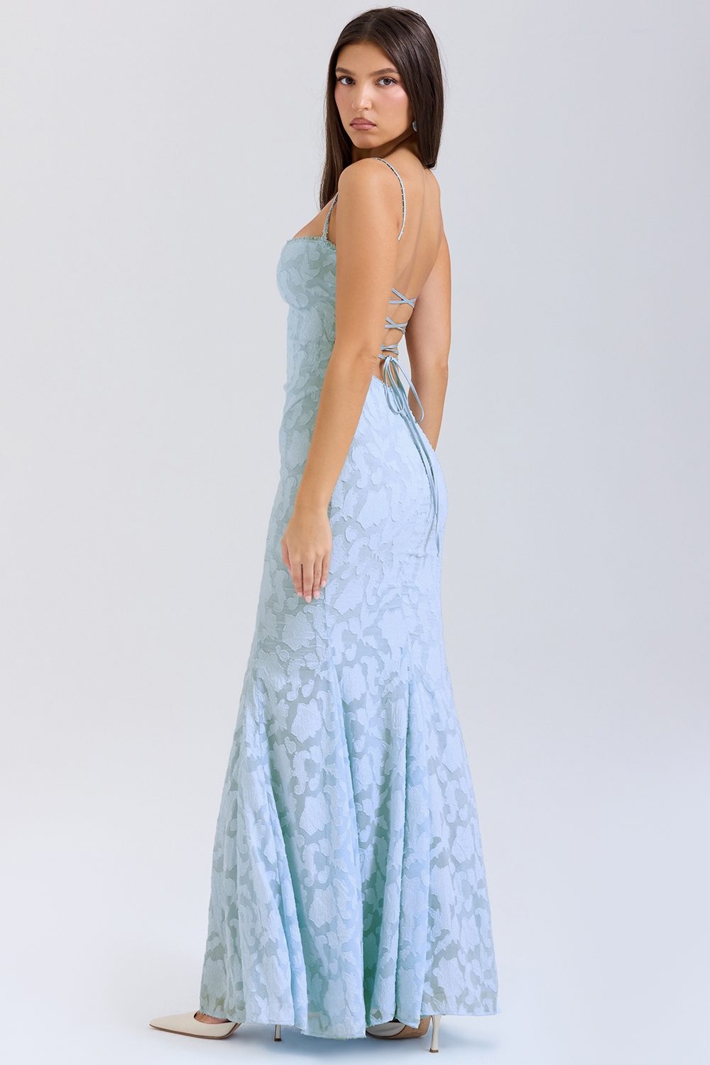 Joan-Bluebell Lace Up Back Maxi Dress