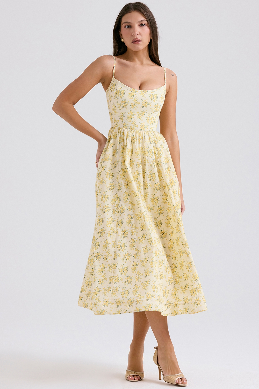 Lolita-Buttercup Vintage Floral Print Cotton Corset Sundress