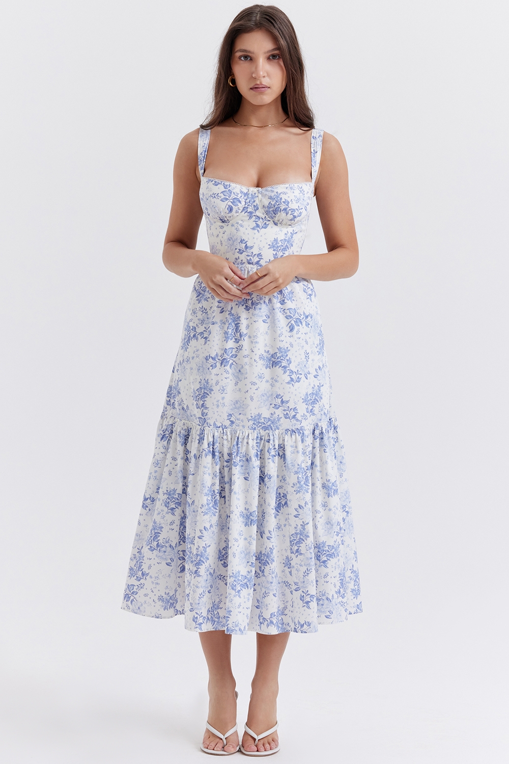 Elia-Blue Print Midi Sundress