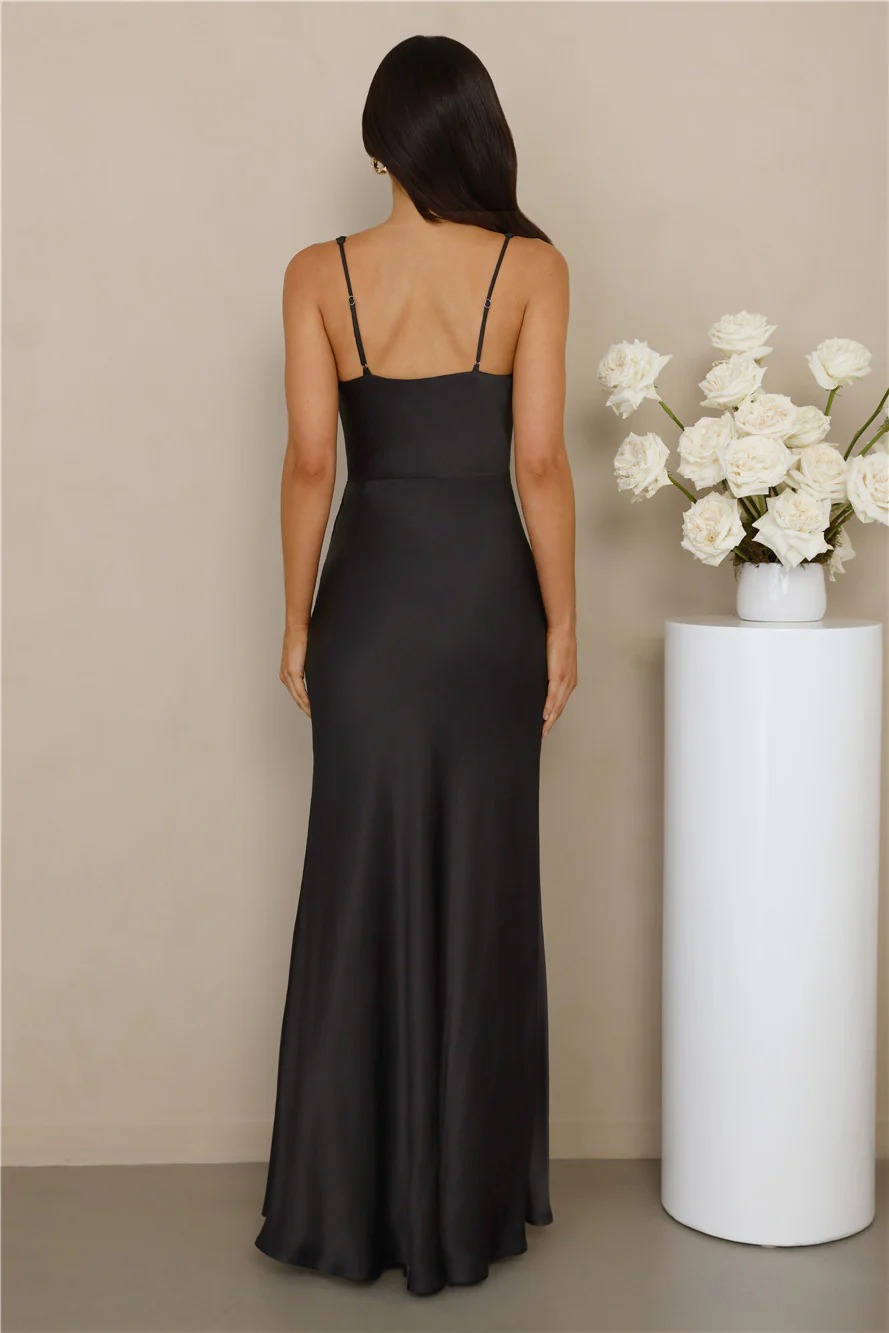The Evelina Satin Maxi Dress Black