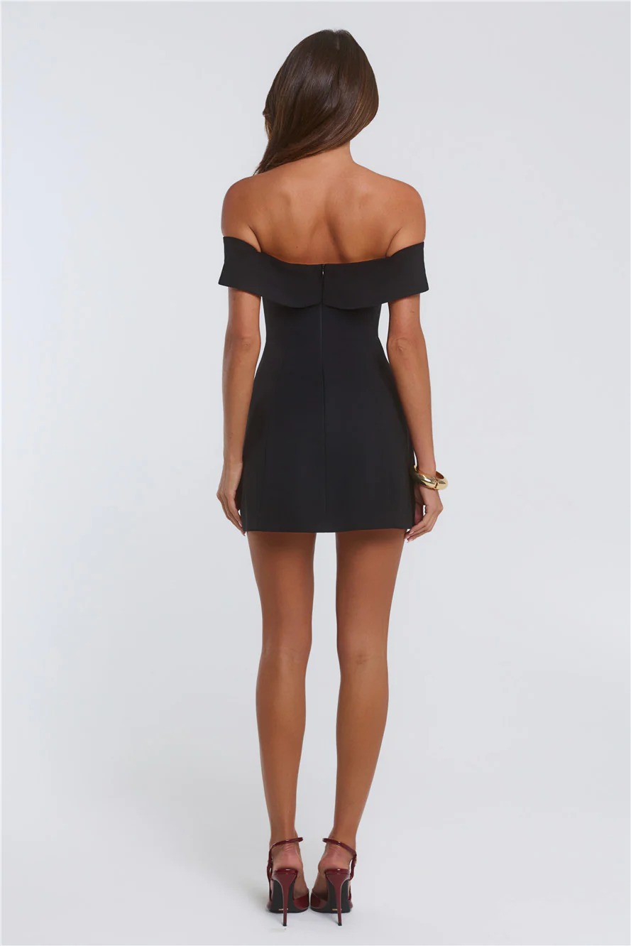 Parisian Views Off Shoulder Mini Dress Black