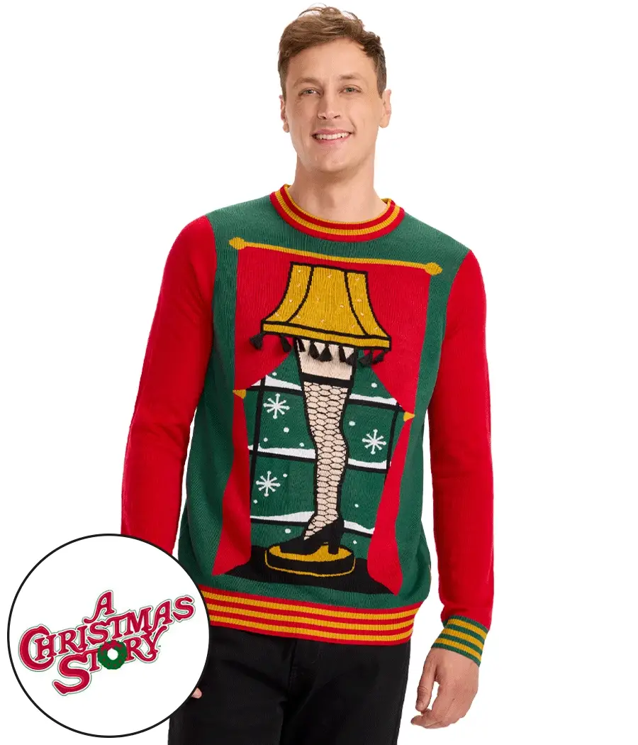 Men's Christmas Story Leg Lamp Light Up Ugly Christmas Sweater