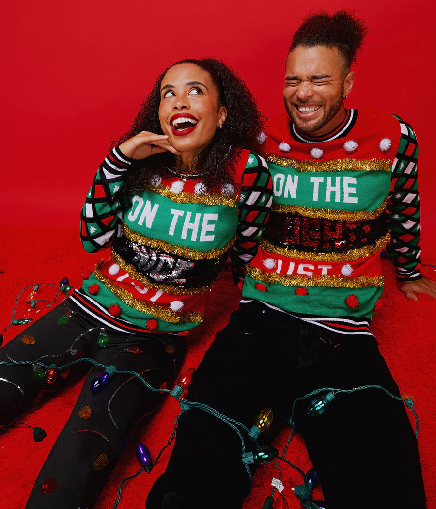 Women's Naughty or Nice Reversible Sequin Ugly Christmas Sweater