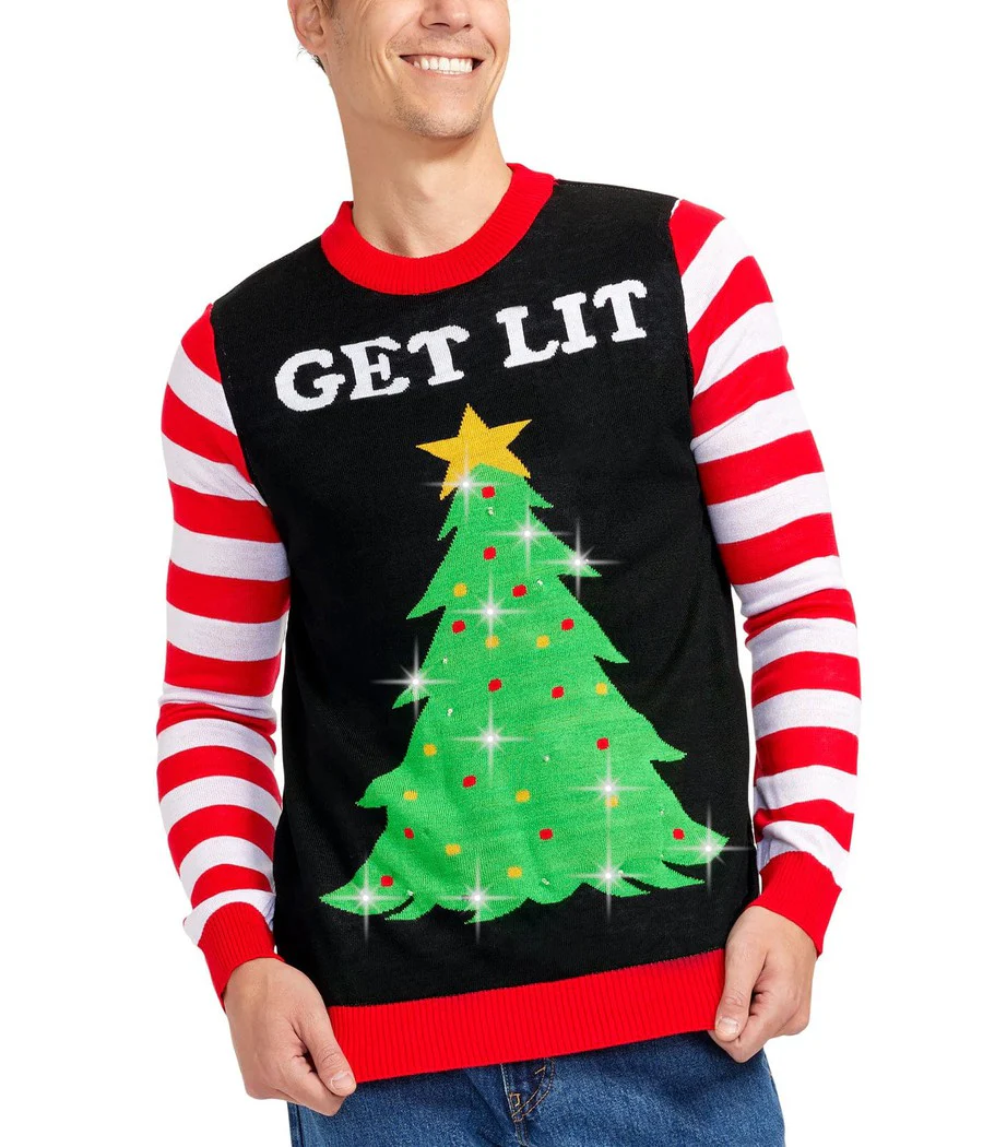 Men's Get Lit Light Up Ugly Christmas Sweater