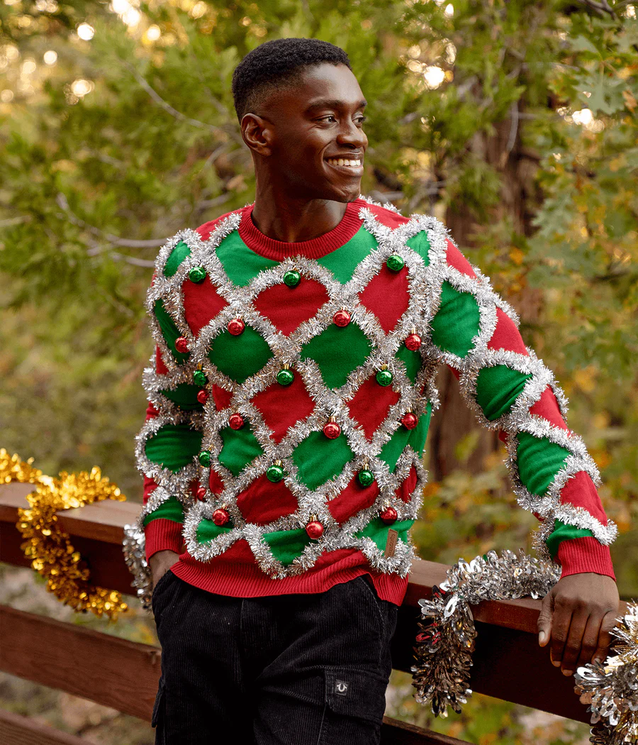 Men's Tacky Tinsel Ugly Christmas Sweater