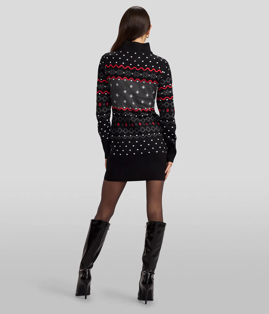 Women's Dark Rudolph Turtleneck Sweater Dress