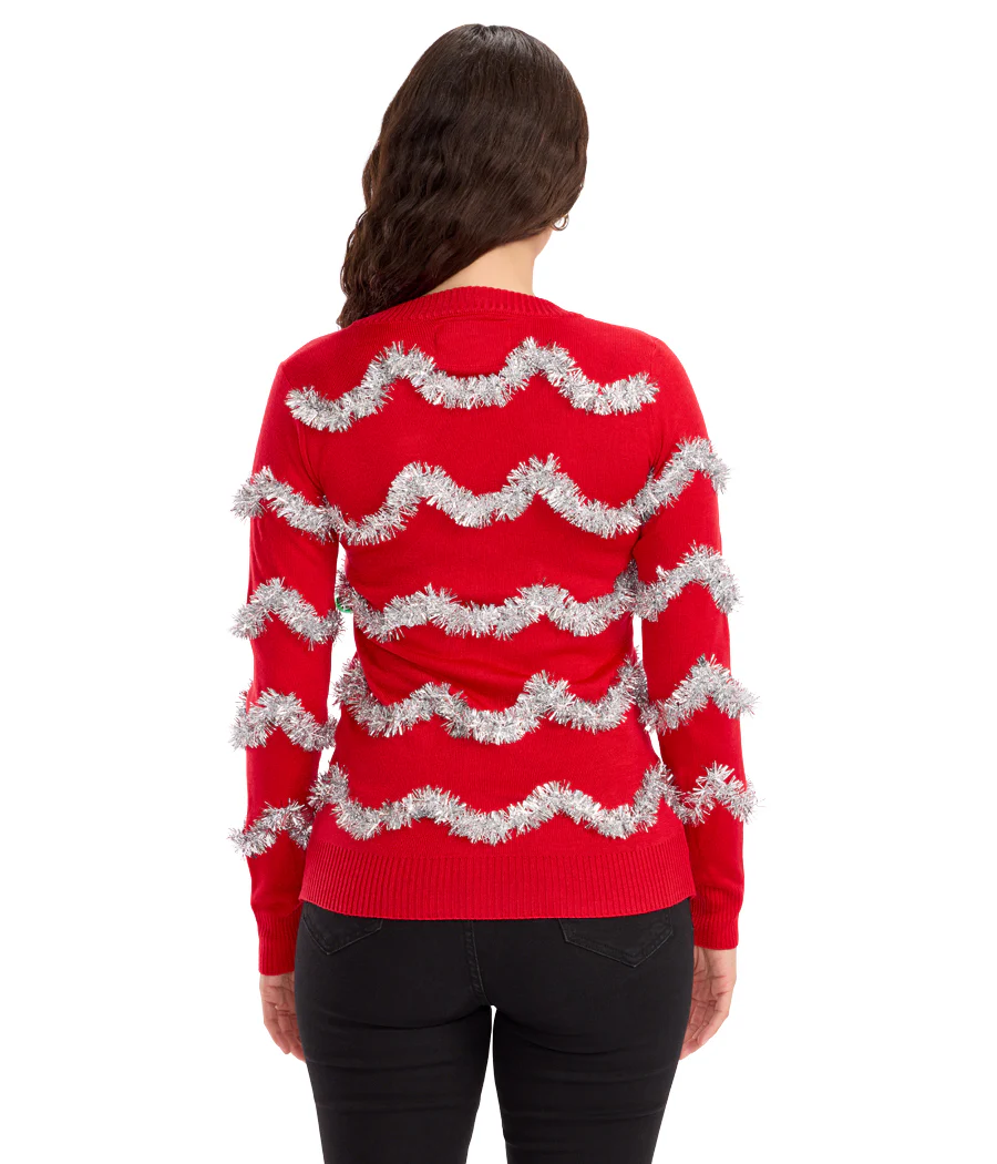 Women's Tinsel Ugly Christmas Cardigan Sweater