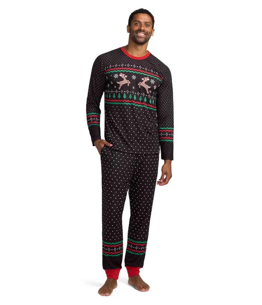 Men's Fair Isle Rudolph Crew Neck Pajama Set