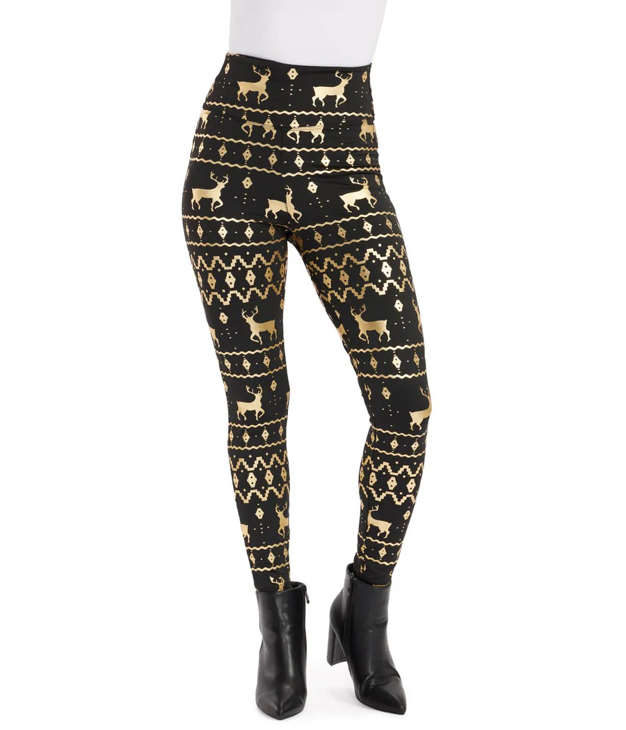 Black and Gold Fair Isle High Waisted Leggings