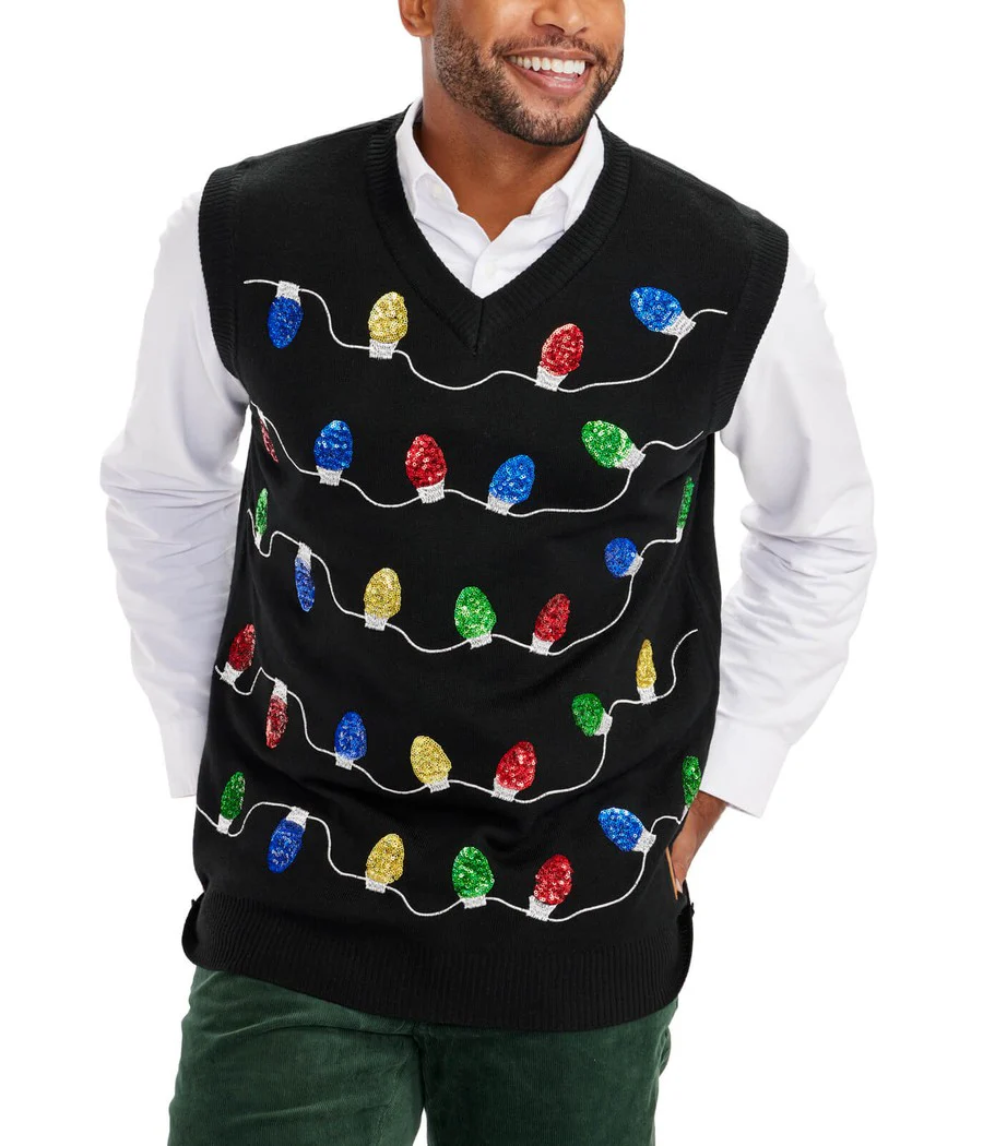 Men's Sequin Tangle Wrangler Ugly Christmas Sweater Vest