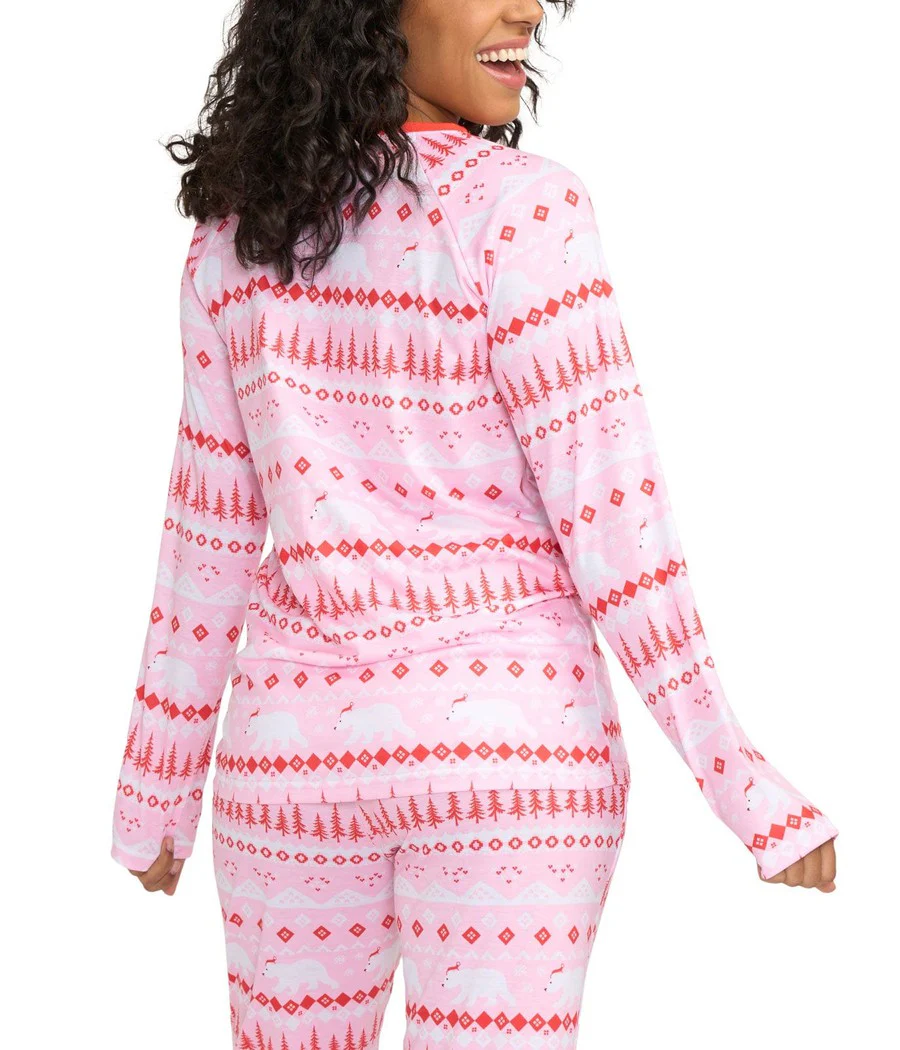 Women's Pink Polar Party Crew Neck Pajama Set