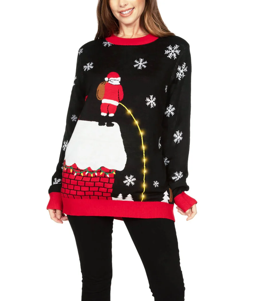 Women's Leaky Roof Light Up Oversized Christmas Sweater