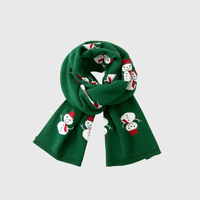 Textured Ribbed Knit Christmas Scarf