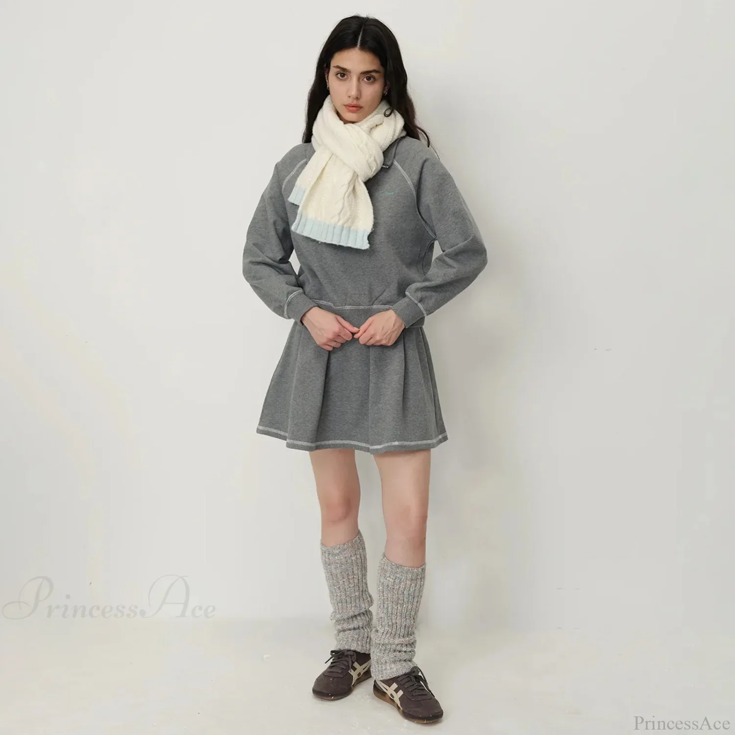 Winter Wool Blend Elegant Minimalist Two Color Splicing Scarf