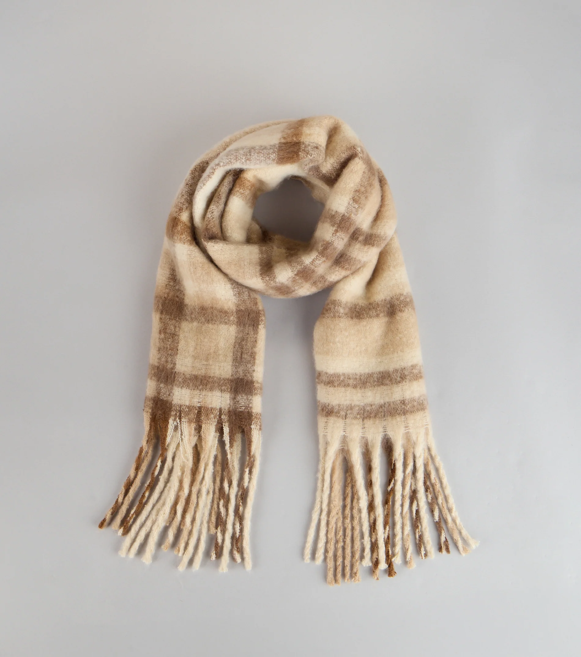 Cozy Check Plaid Knit Scarf
