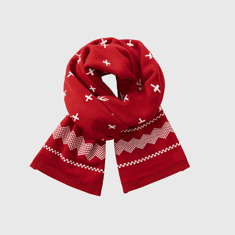 Textured Ribbed Knit Christmas Scarf
