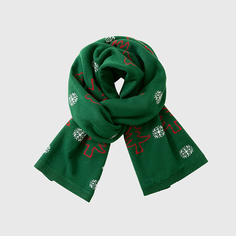 Textured Ribbed Knit Christmas Scarf