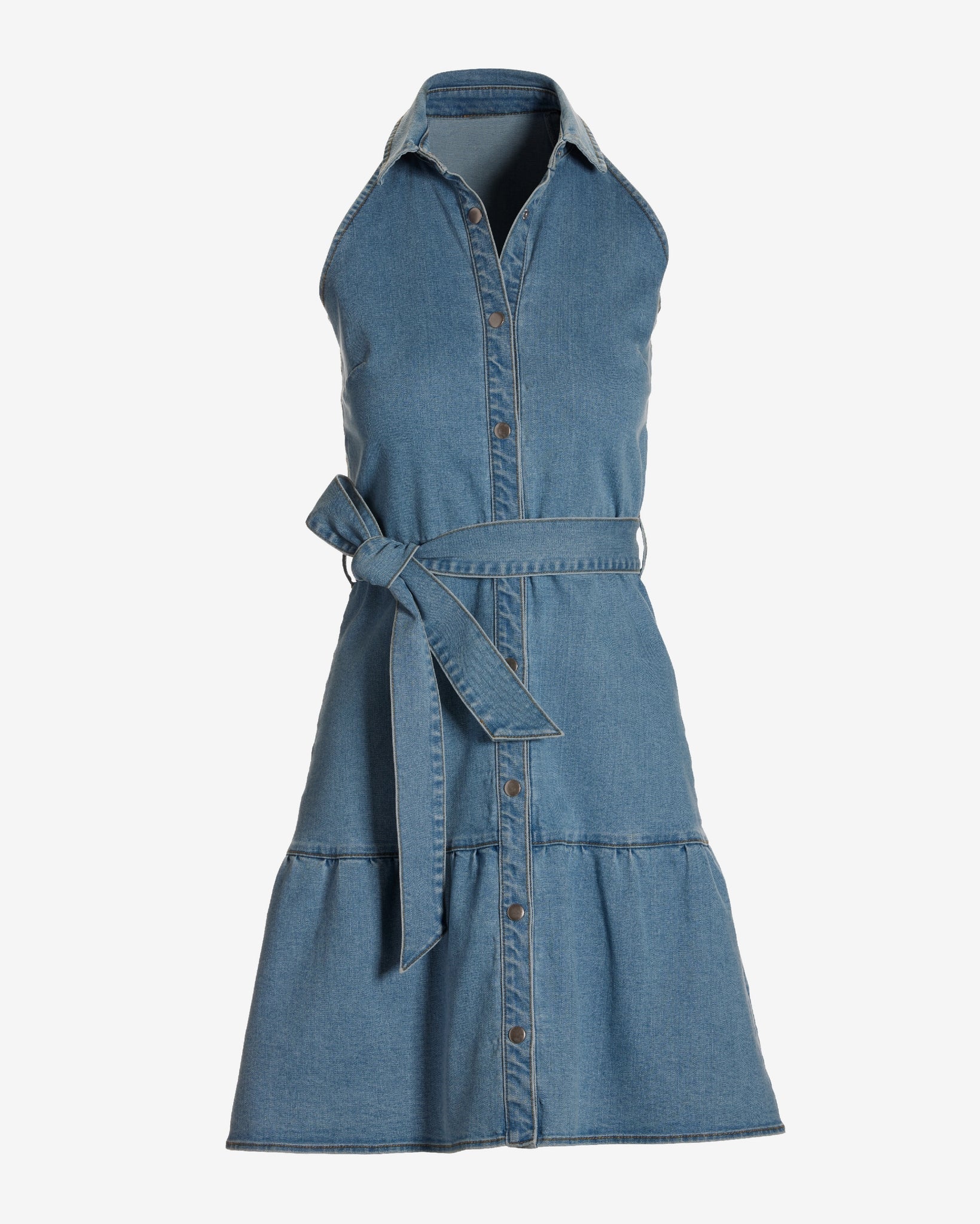 Collared Denim A Line Dress Medium Wash