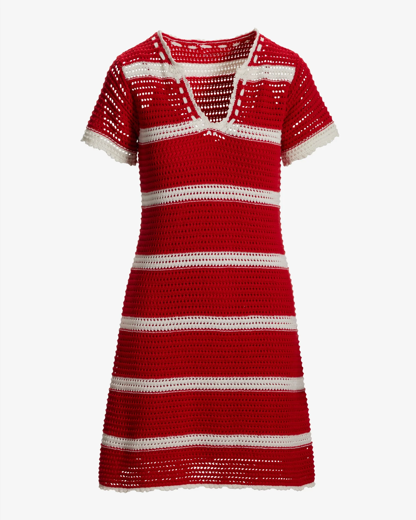 Stripe Sweater Shift Dress Red/White