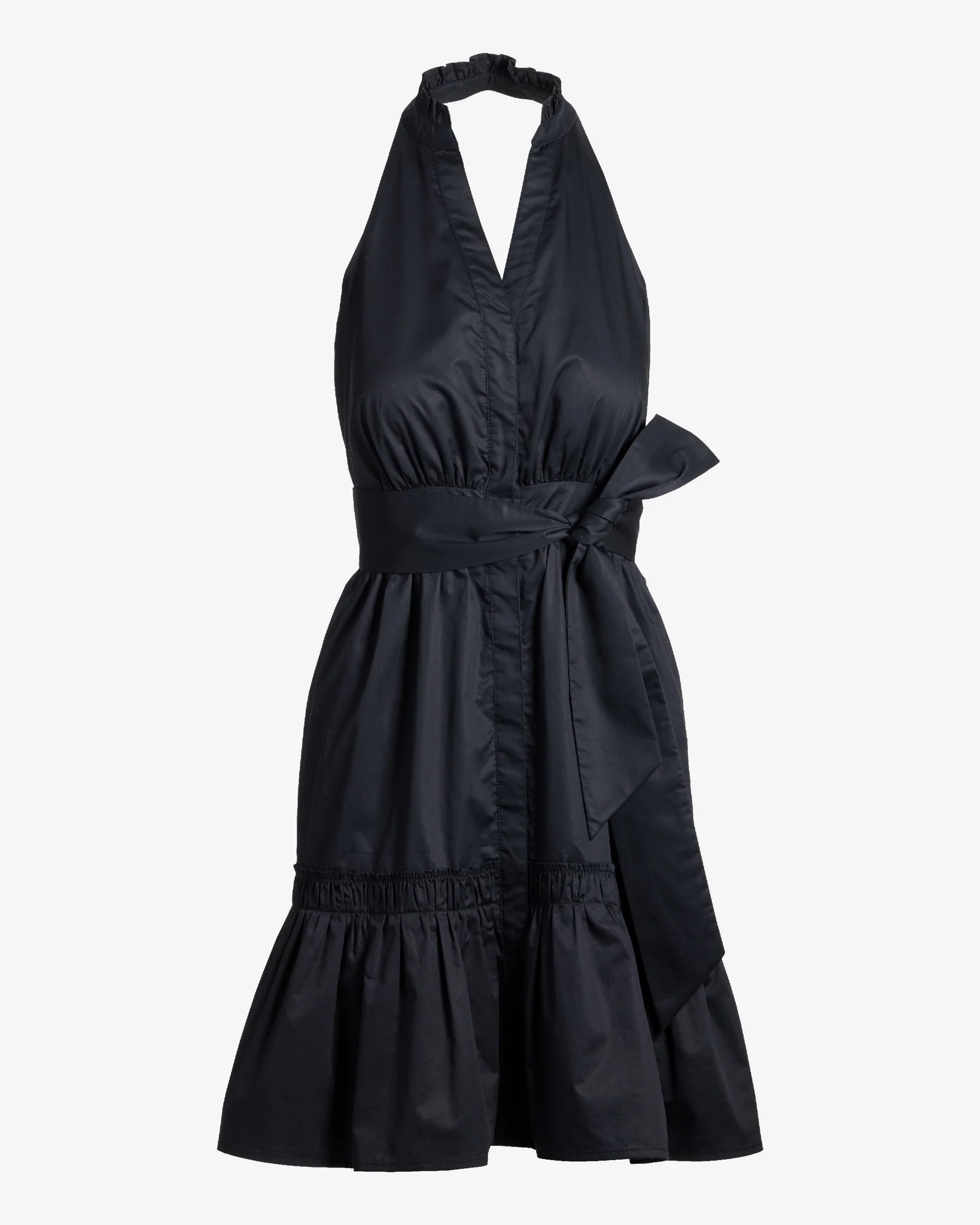 Halter Fit and Flare Poplin Dress Black