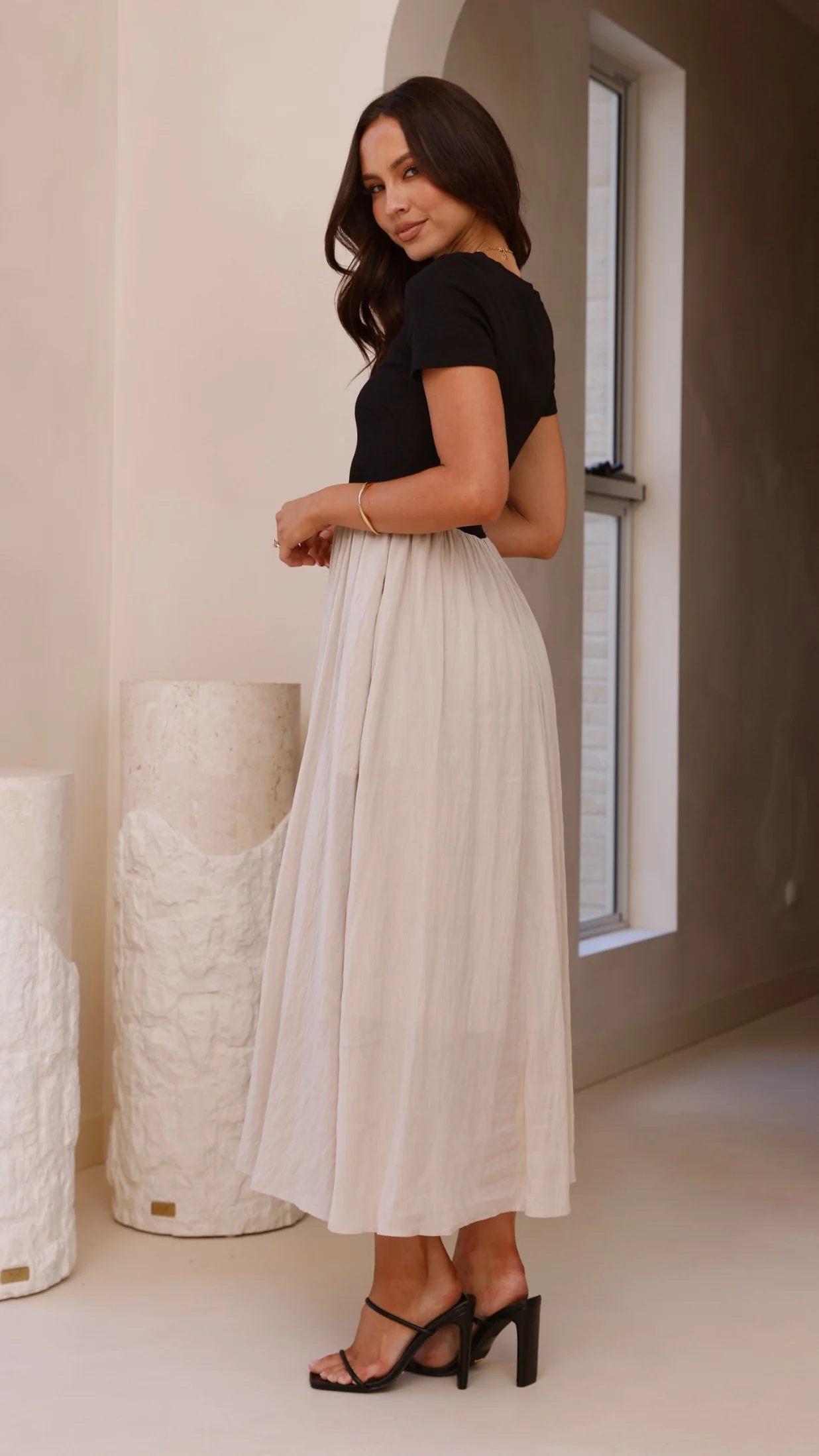 Portia Maxi Dress - Black / Cream