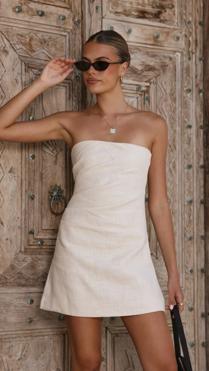 Dana Strapless Mini Dress - Cream