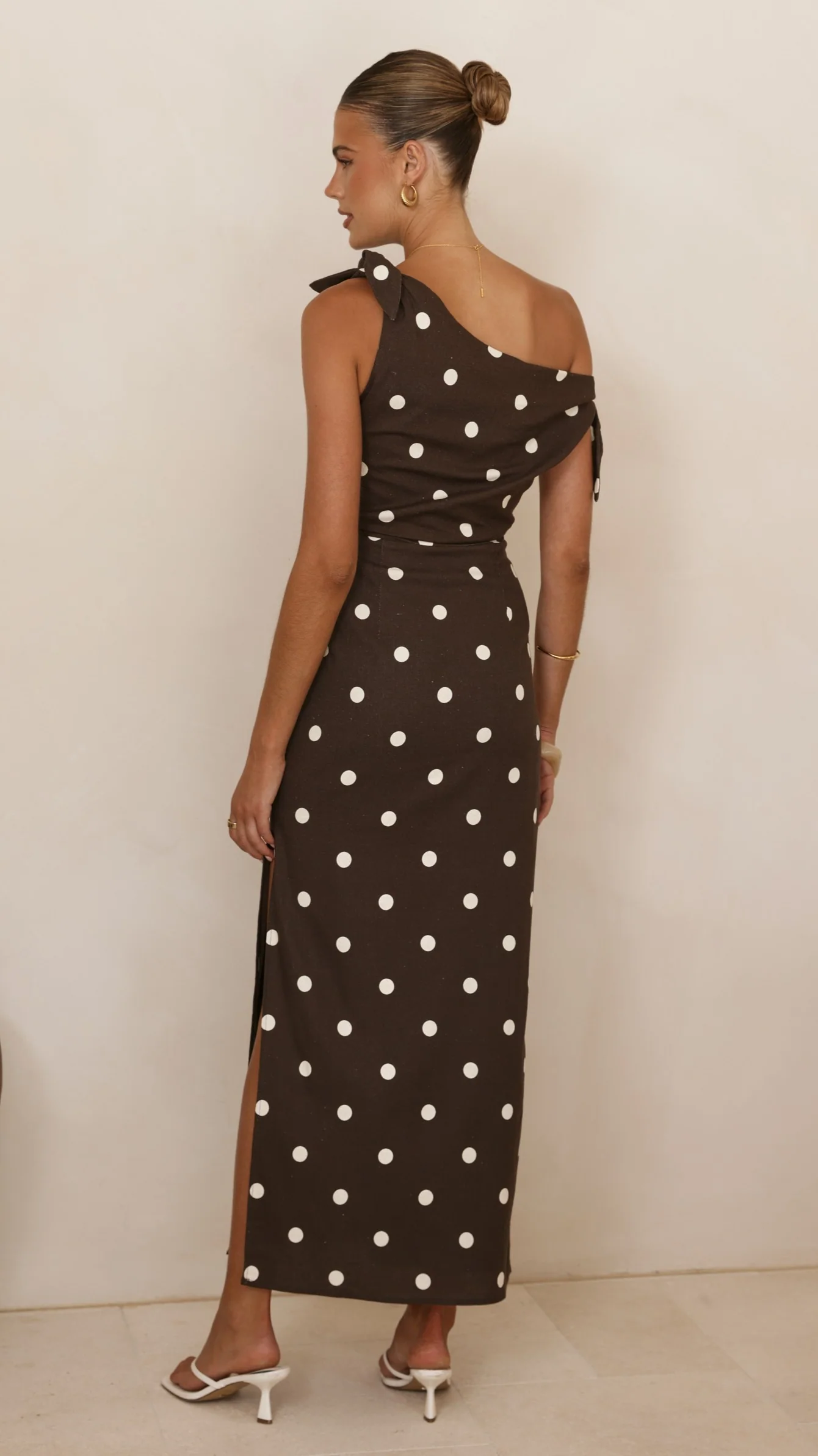 Simone Maxi Dress - Brown Polka Dot