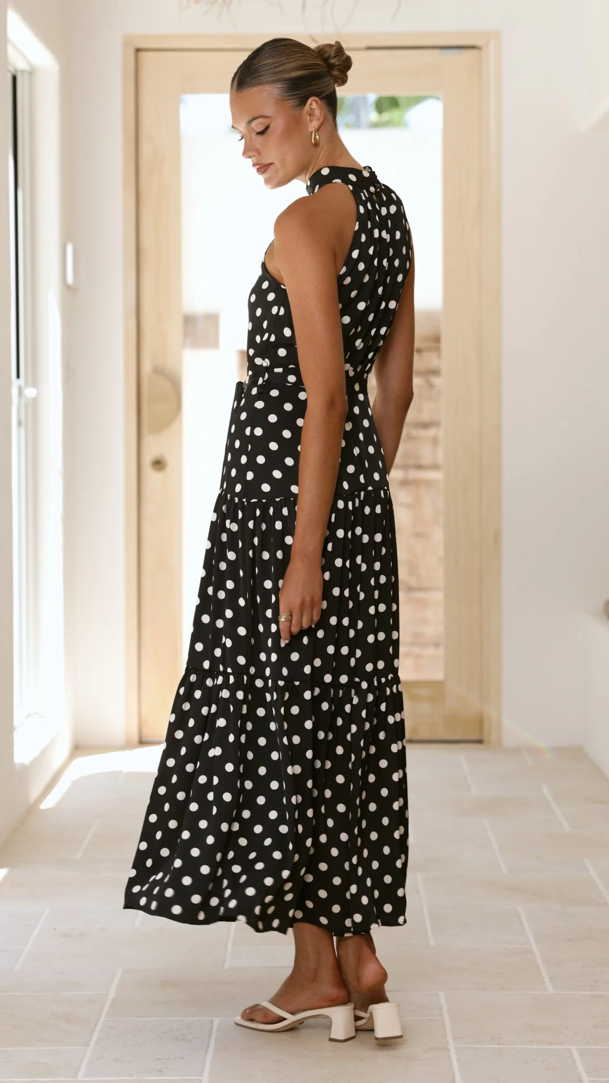 Dawson Maxi Dress - Black / White Polka Dot