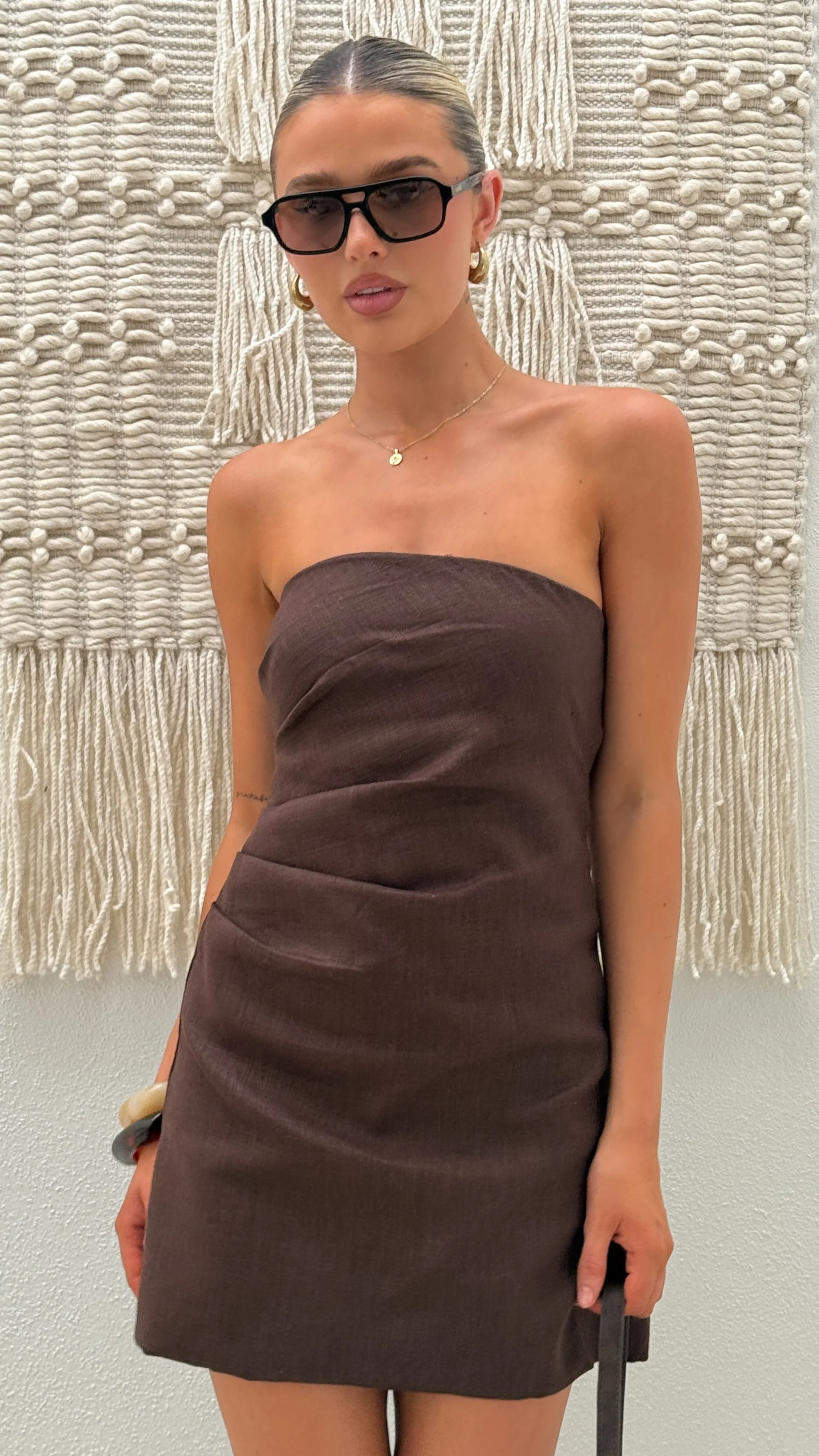 Dana Strapless Mini Dress - Chocolate