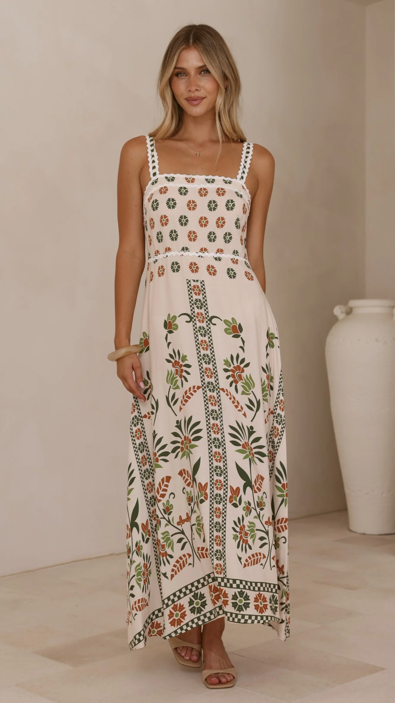 Michaela Maxi Dress - Green Floral