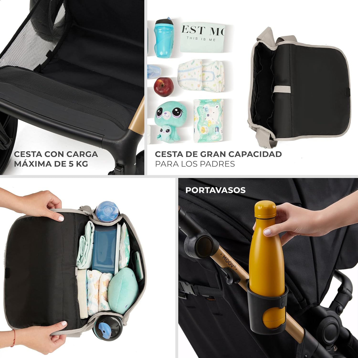 Kinderkraft MOOV2 Silla de Coche 3 en 1, EVA, Mink PRO I-Size, Sistema de Viaje, Cochecito para Bebé, Silla de Paseo, Plegable, para Recién Nacido, Desde el Nacimiento hasta los 3 Años, Gris