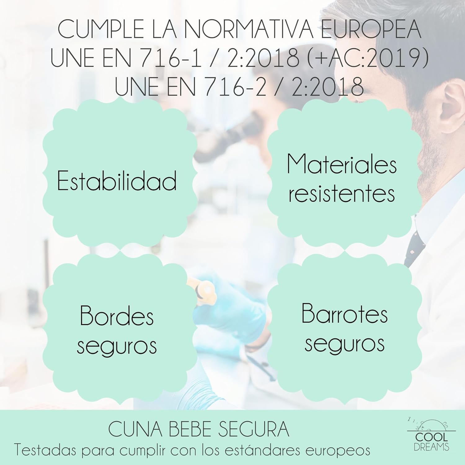 Cuna Colecho de Bebe, Kit para Unir la Cuna con la Cama, Colchón HR Morfeo Certificado Oeko-Tex® y CertiPUR, 4 Ruedas, Sábana Bajera y Encimera de Algodón Natural. Indi CoolDreams CoolDreams