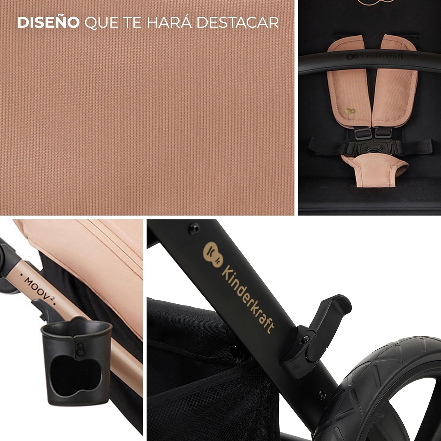 Kinderkraft MOOV2 Silla de Coche 3 en 1, EVA, Mink PRO I-Size, Sistema de Viaje, Cochecito para Bebé, Silla de Paseo, Plegable, para Recién Nacido, Desde el Nacimiento hasta los 3 Años, Gris