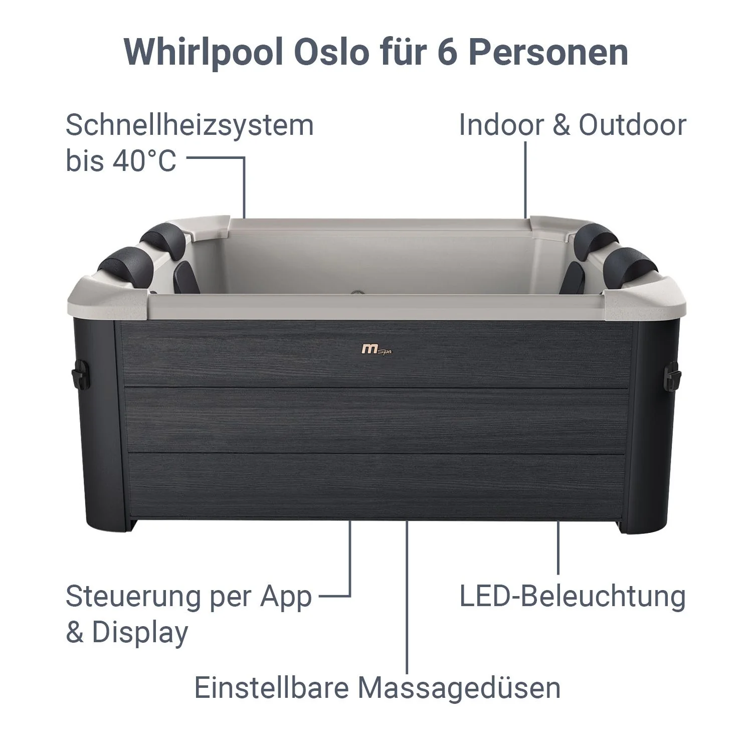 2025 Spa Whirlpool Oslo con iluminación LED