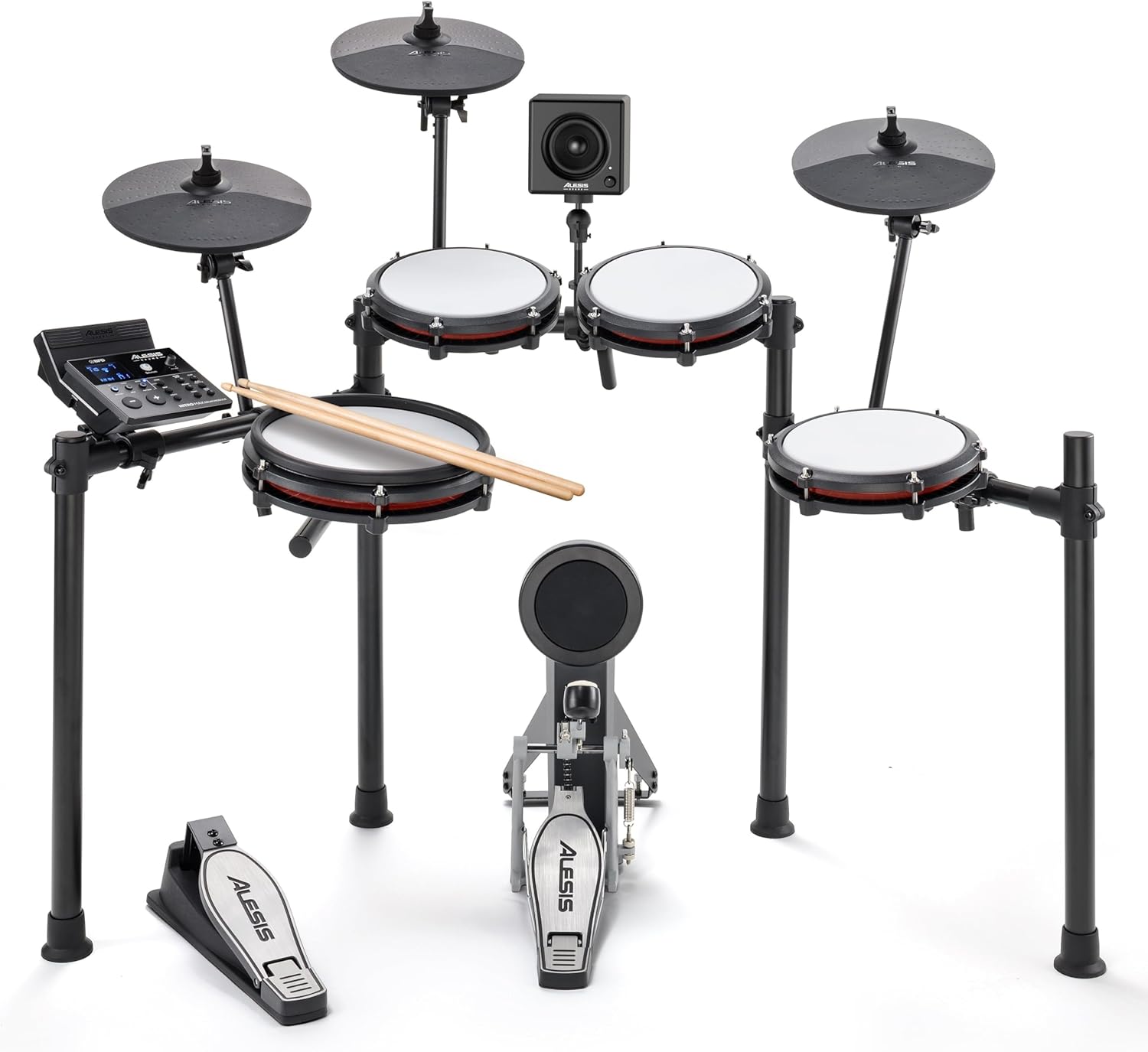Alesis Nitro Max Kit Batería Electrónica con Parches Silenciosos de Malla, Caja de Doble Zona de 10