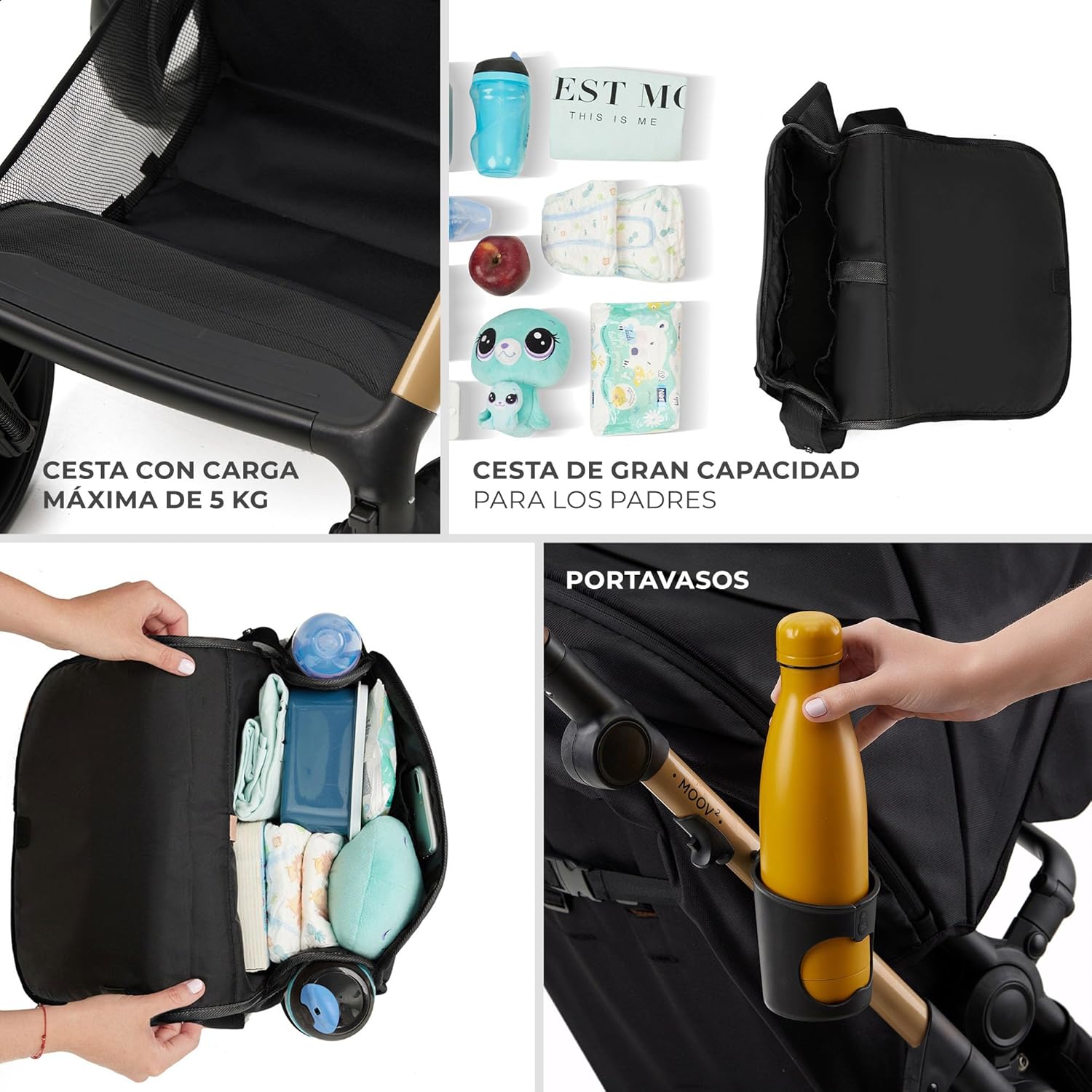 Kinderkraft MOOV2 Silla de Coche 3 en 1, EVA, Mink PRO I-Size, Sistema de Viaje, Cochecito para Bebé, Silla de Paseo, Plegable, para Recién Nacido, Desde el Nacimiento hasta los 3 Años, Gris