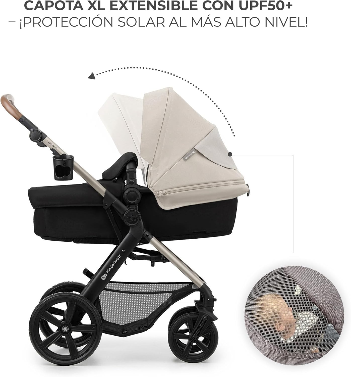 Kinderkraft MOOV2 Silla de Coche 3 en 1, EVA, Mink PRO I-Size, Sistema de Viaje, Cochecito para Bebé, Silla de Paseo, Plegable, para Recién Nacido, Desde el Nacimiento hasta los 3 Años, Gris