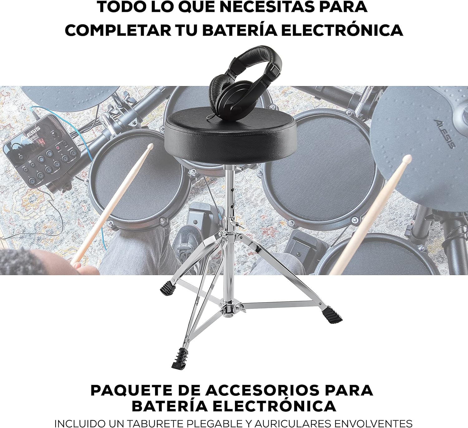 Alesis Nitro Max Kit Batería Electrónica con Parches Silenciosos de Malla, Caja de Doble Zona de 10