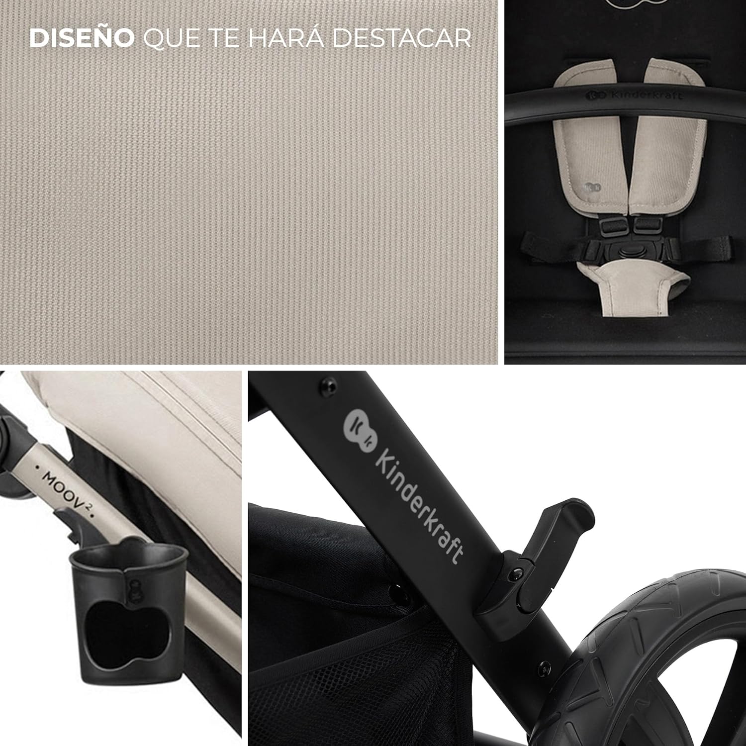 Kinderkraft MOOV2 Silla de Coche 3 en 1, EVA, Mink PRO I-Size, Sistema de Viaje, Cochecito para Bebé, Silla de Paseo, Plegable, para Recién Nacido, Desde el Nacimiento hasta los 3 Años, Gris