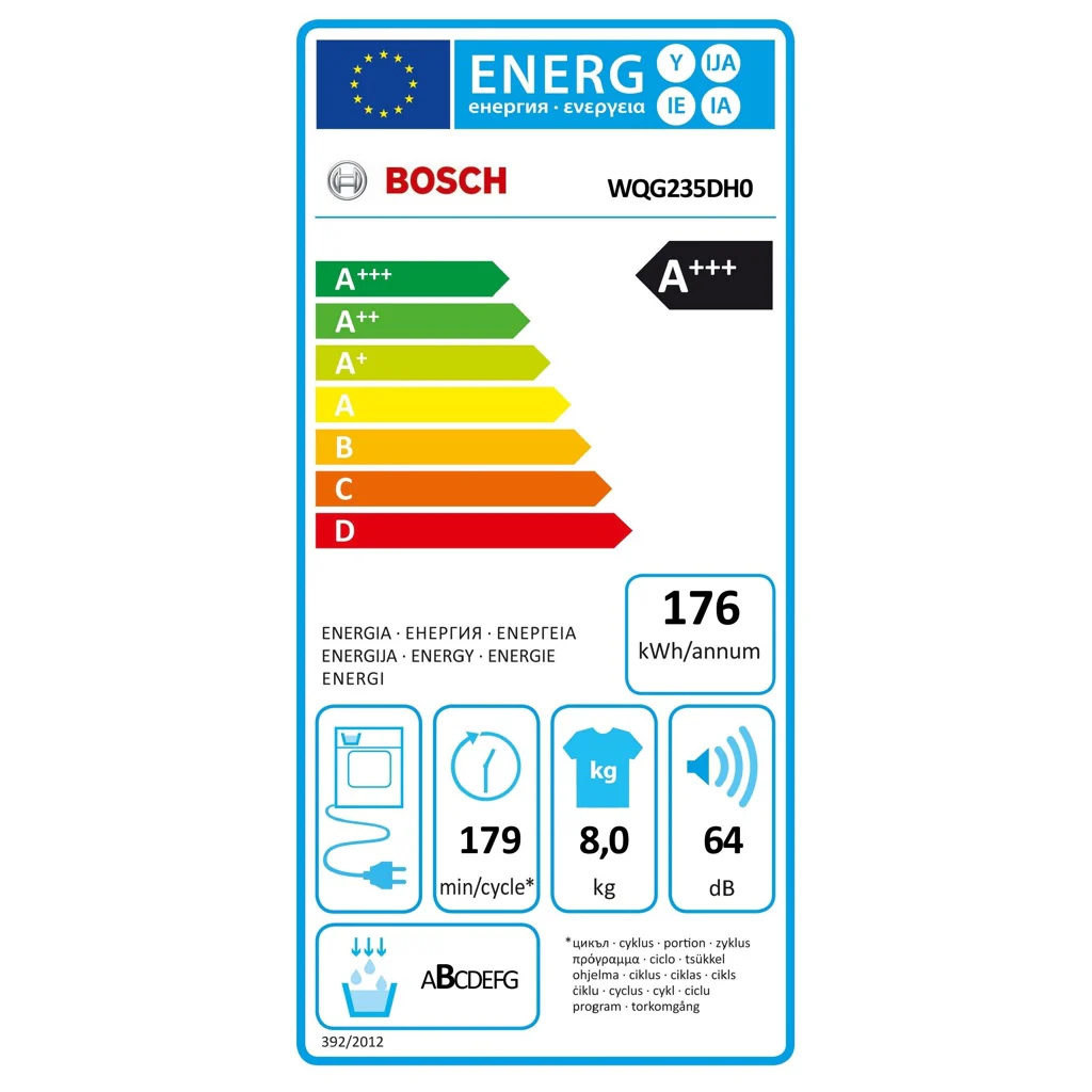 2025 Secadora de bomba de calor Bosch Serie 6 WQG235DH0 8 kg blanco A+++