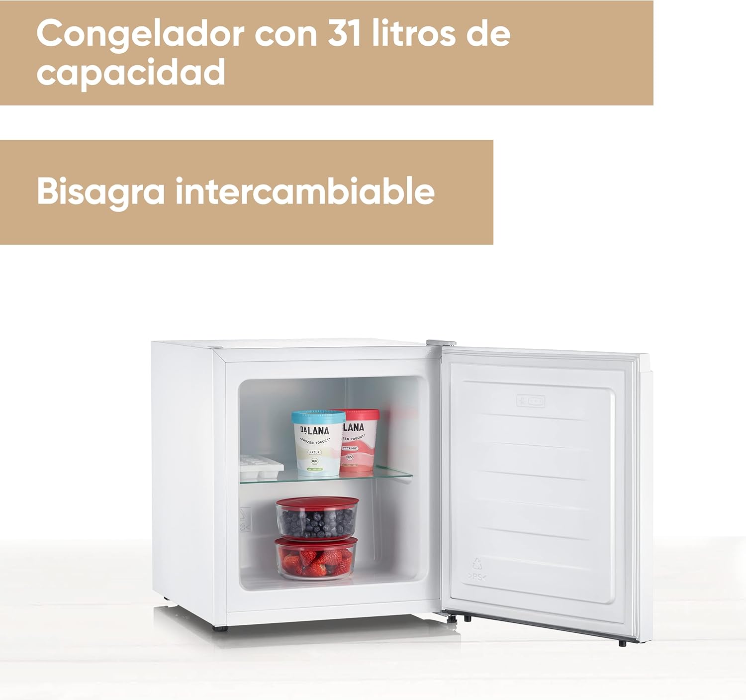 SEVERIN Mini congelador con 4 estrellas de congelación, congelador pequeño con estante de vidrio, congelador bajo para hogares con poco espacio, 31 litros, blanco, GB 8883